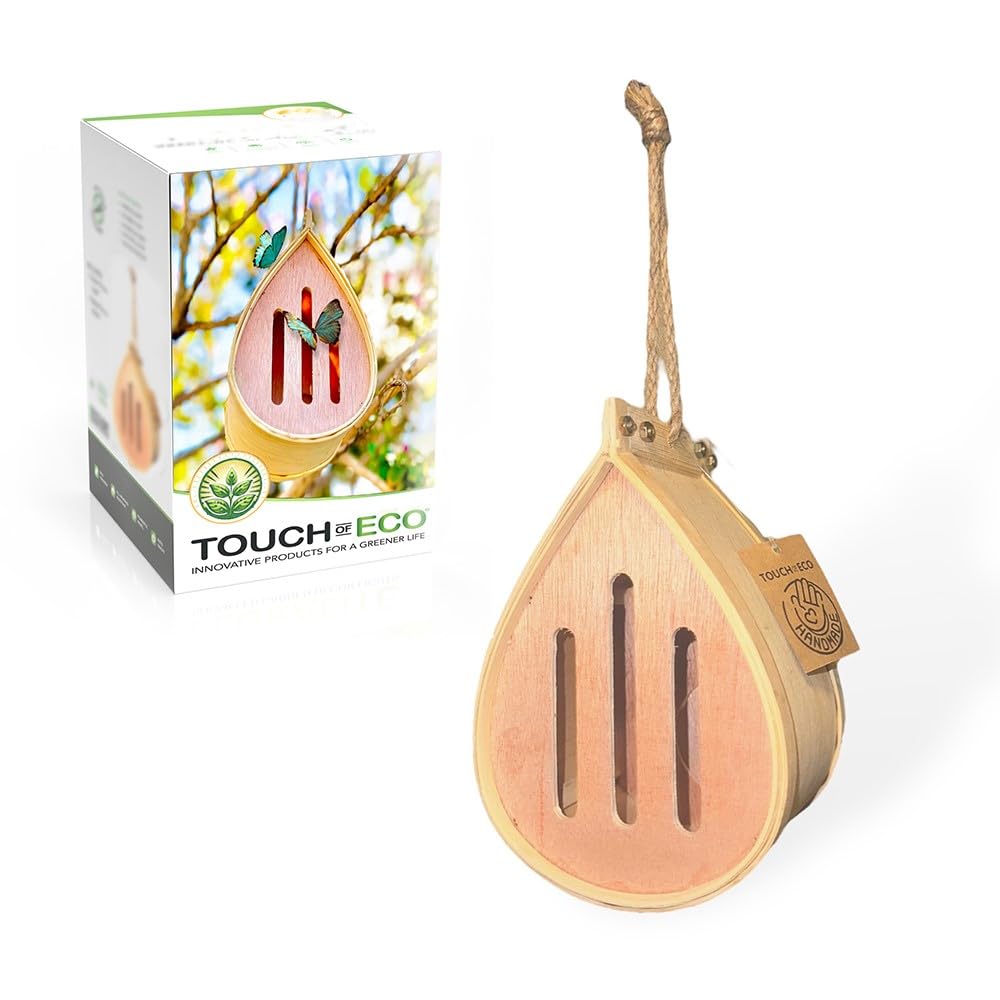 Pollinating Palace-Wooden Hanging Butterfly House, Natural Habitat to Attract Butterflies to Your Garden and Yard