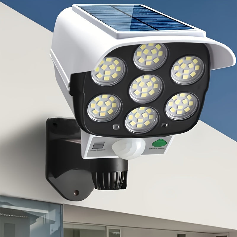 Remote Control Motion Sensor Solar Security Camera Light, 800 Lumens, 77 LEDs