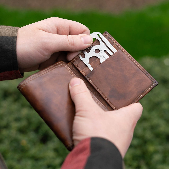 Wallet Wizard 26 in 1 Multi Tool - Slim Steel Pocket Tool with 17 Functions