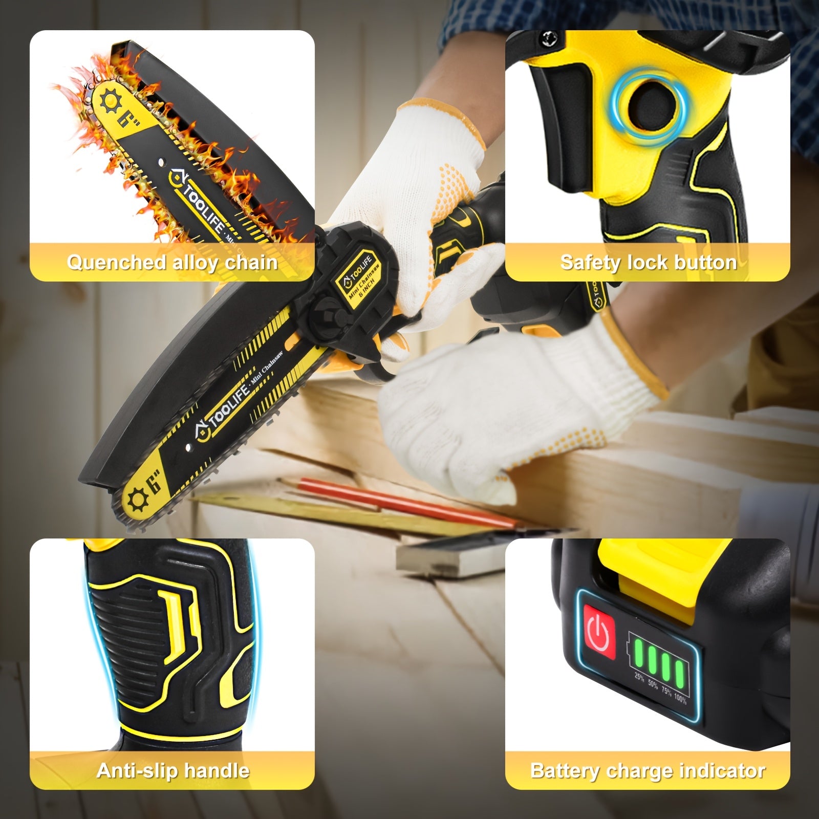 Chainsaw Cordless 6/12 Inch Handheld