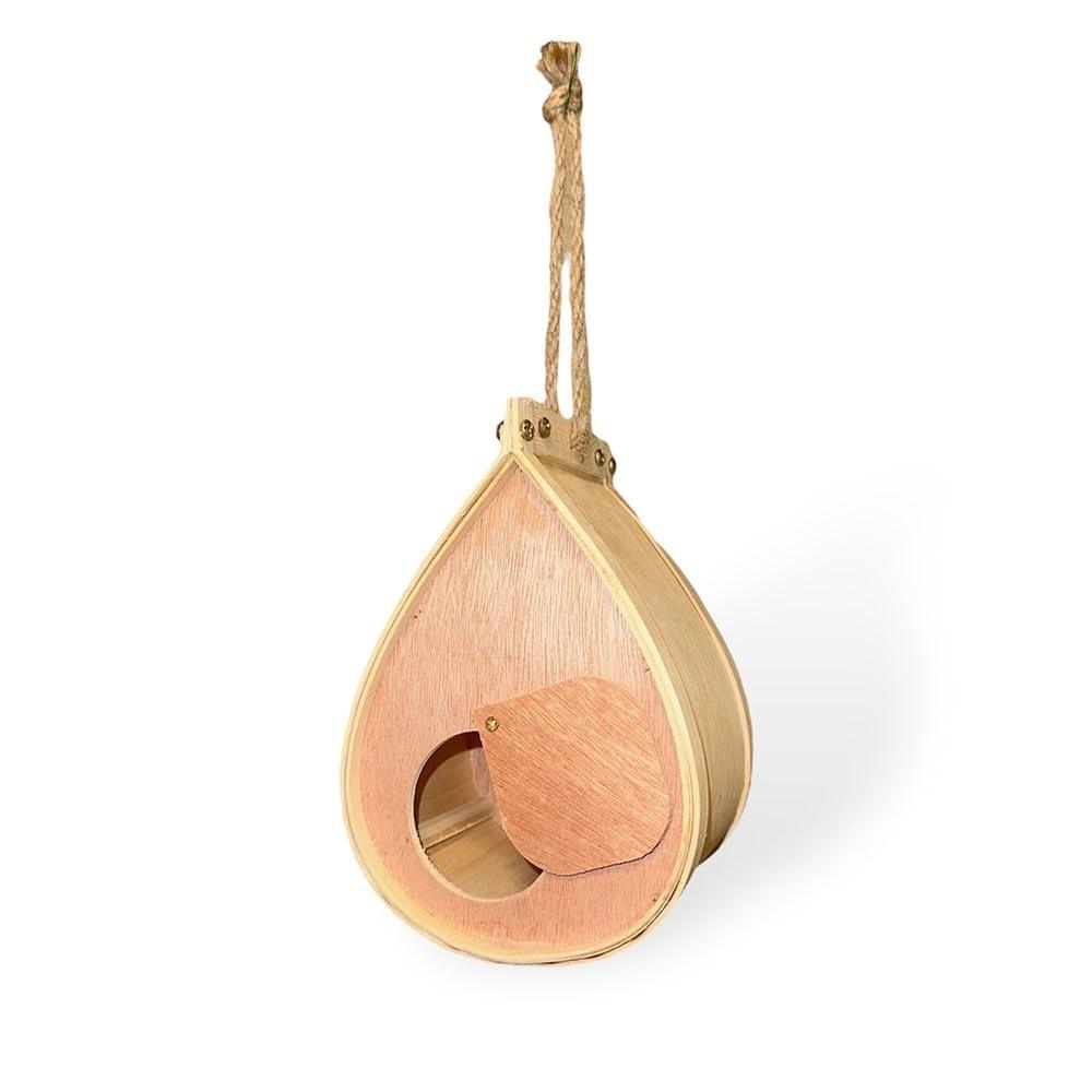 Pollinating Palace Wooden Bird House – Natural Hanging Birdhouse for Garden & Yard