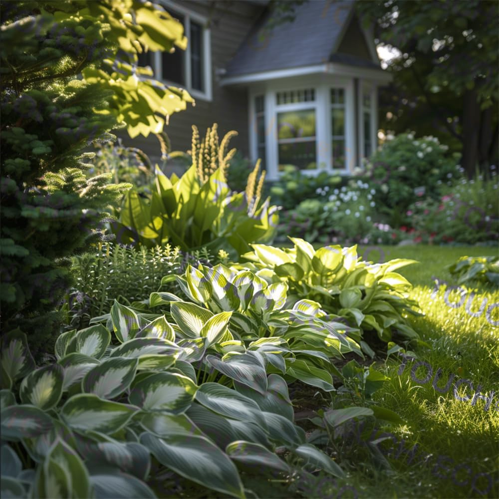 4 Pack Fire & Ice Hosta Bare Root Plants - for Borders, Gardens, or Container plantings. Hard to Find & The Talk of The Neighborhood,