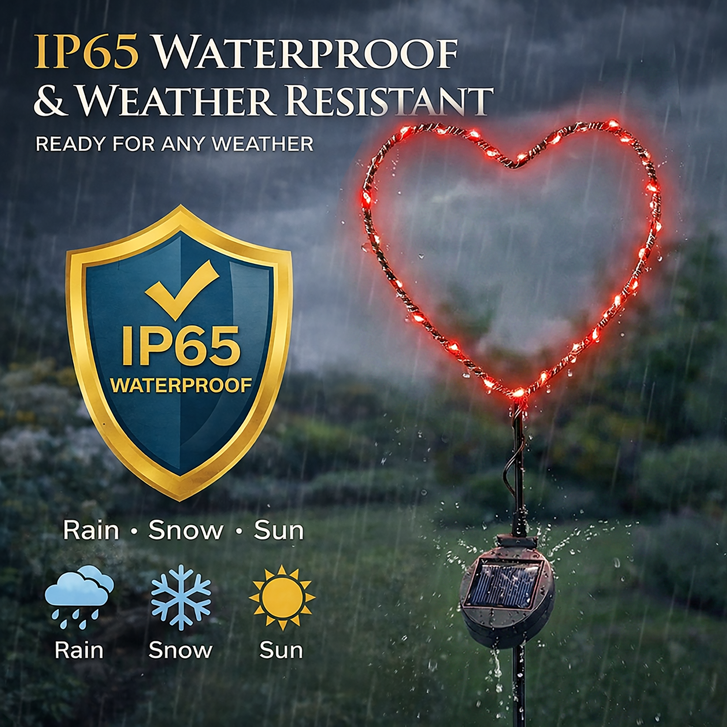 SunStake ❤️ Heart-Shaped Metal Frame Solar LED Garden Lights (Set of 2)