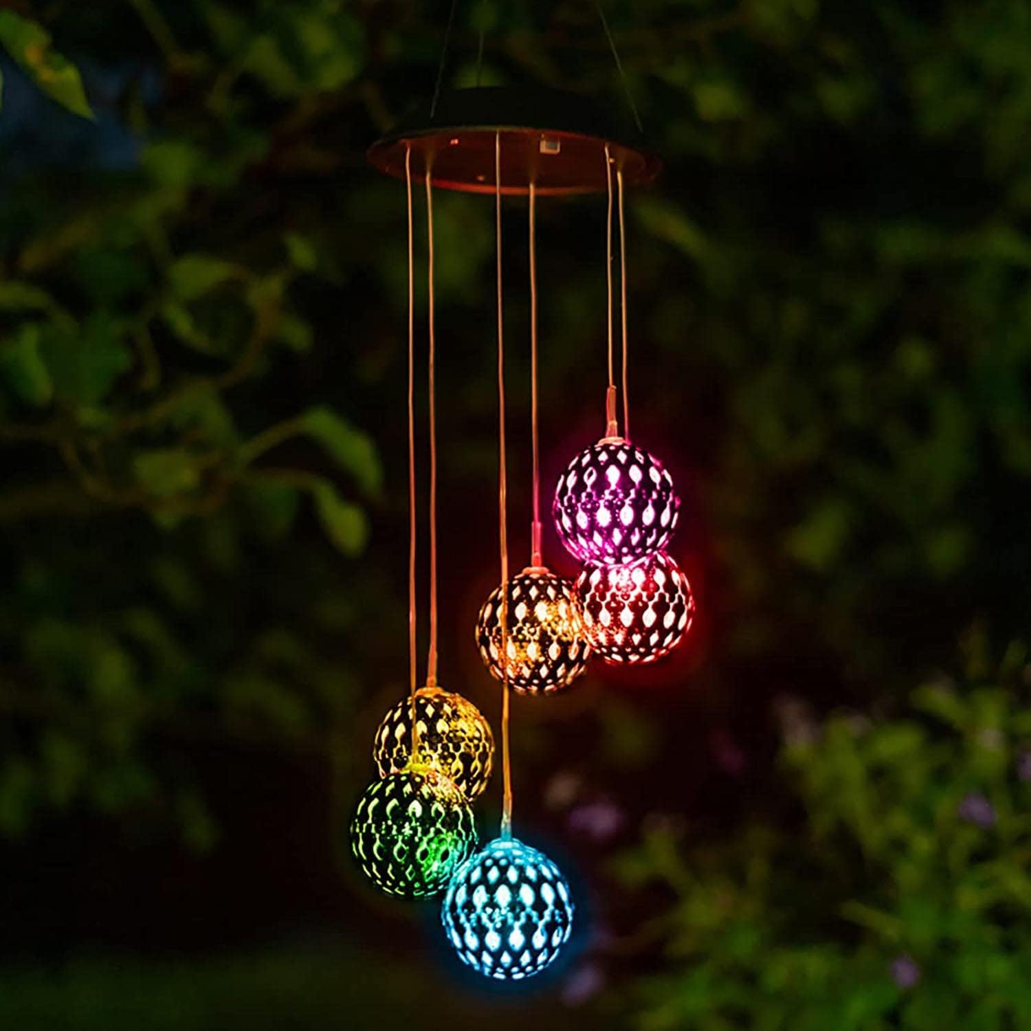 Touch Of ECO Solar Metal Orb Wind Chime Mobile - Color Changing , Outdoor, Weather Resistant - for Home, Garden, Decoration, Trees, Patio, Deck