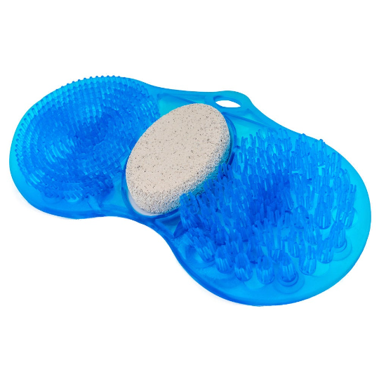Dual Cleansing Foot Scrub & Pumice Stone Shower Mat – Easily Exfoliate, Cleanse & Massage Feet Without Bending