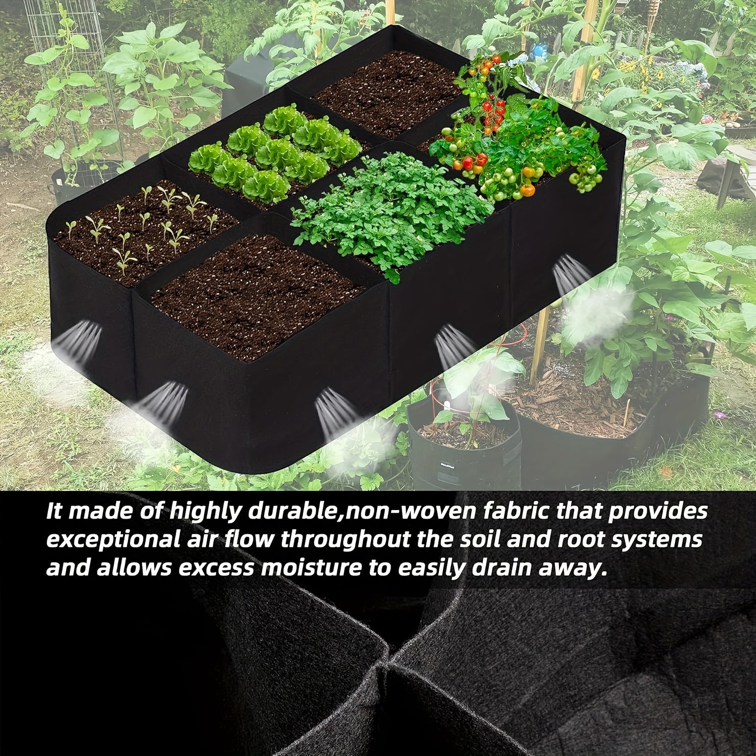 128 Gallon 6 Grids Plant Grow Bags, 48x24x12inch