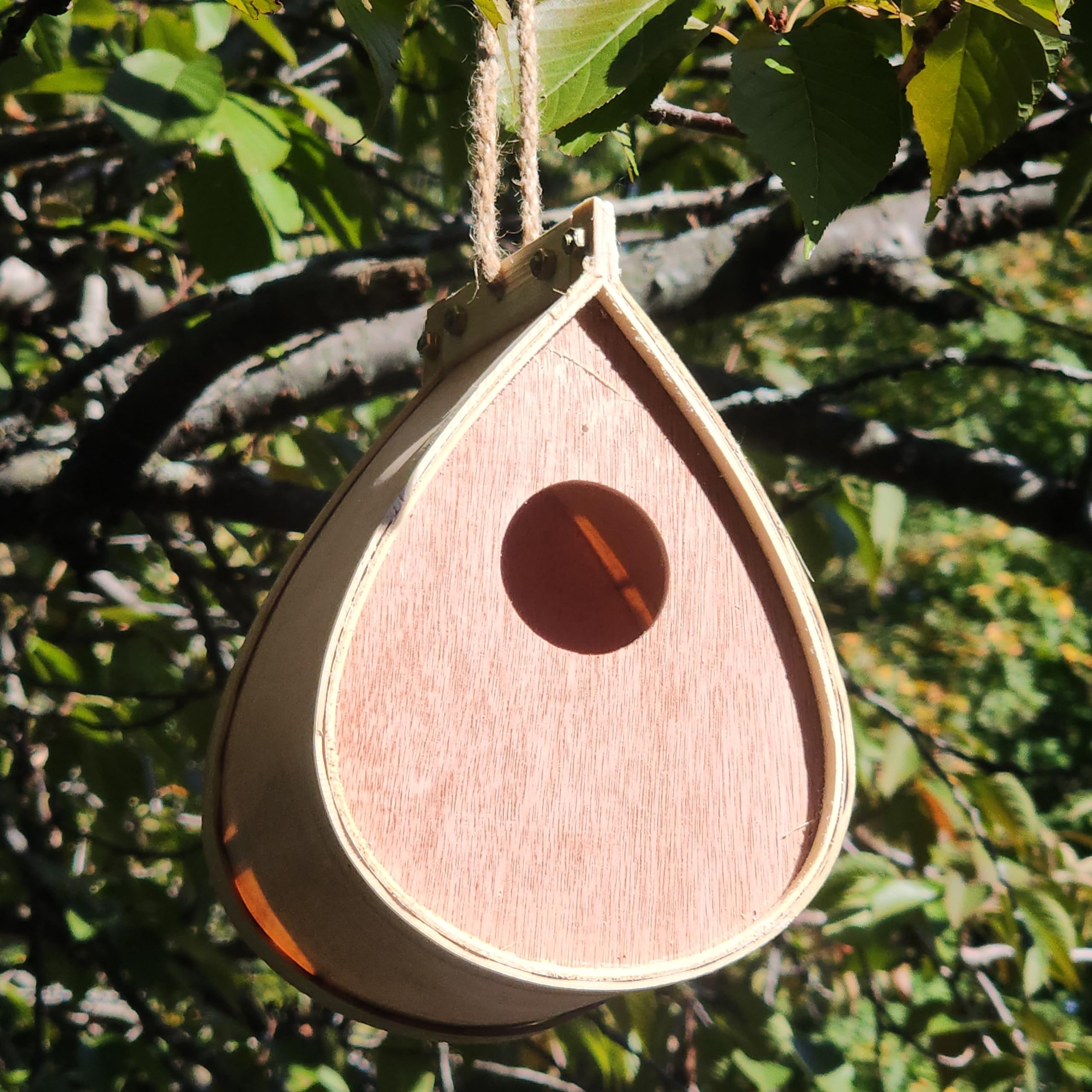 Pollinating Palace Wooden Bird House – Natural Hanging Birdhouse for Garden & Yard