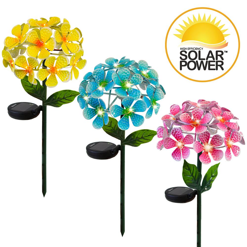 FLORALITE - Outdoor Metal Flower Garden Illuminated Decorative Stake - Blue, Pink, or Yellow Home Decor  Statues  Figurines