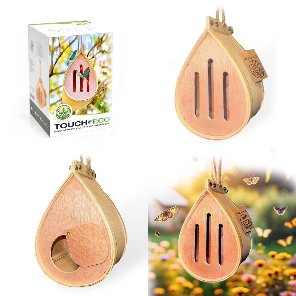 Pollinating Palace-Wooden Hanging Butterfly House, Natural Habitat to Attract Butterflies to Your Garden and Yard