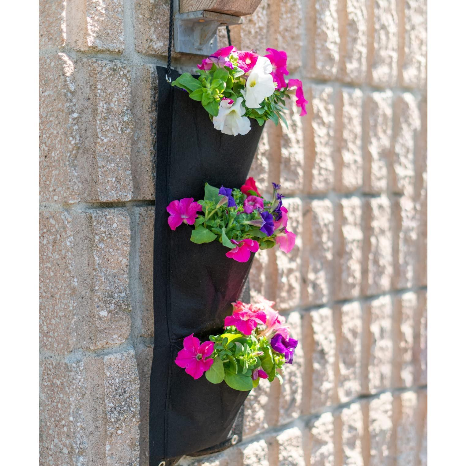 Eco-Fabric 3 Pocket Vertical Hanging Garden Grow Bag