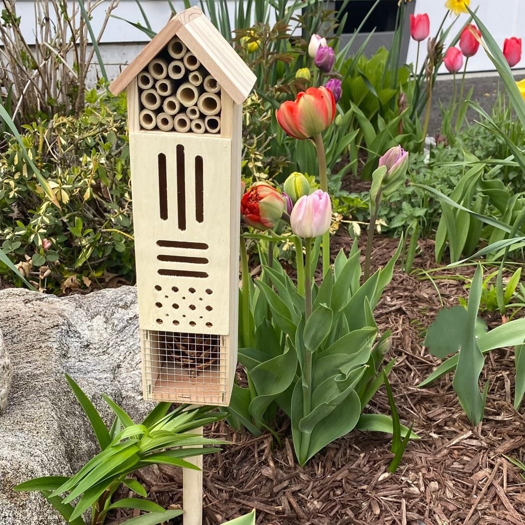 Pollination Castle - Large Wooden Insect House, Hotel for Bugs, Safe Haven for Bees, Butterflies, Ladybugs, Natural Beneficial Insect Habitat for Garden and Yard