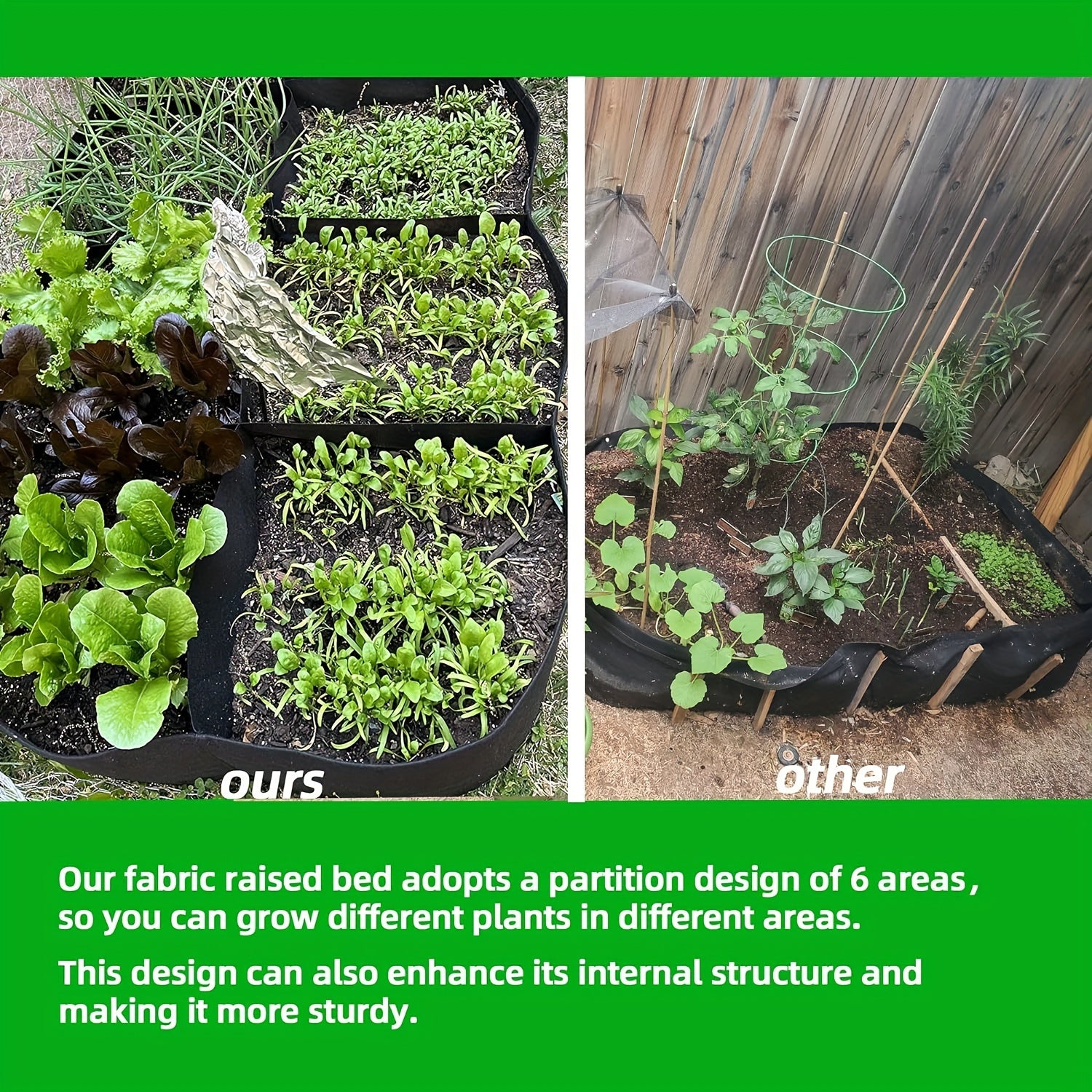 128 Gallon 6 Grids Plant Grow Bags, 48x24x12inch