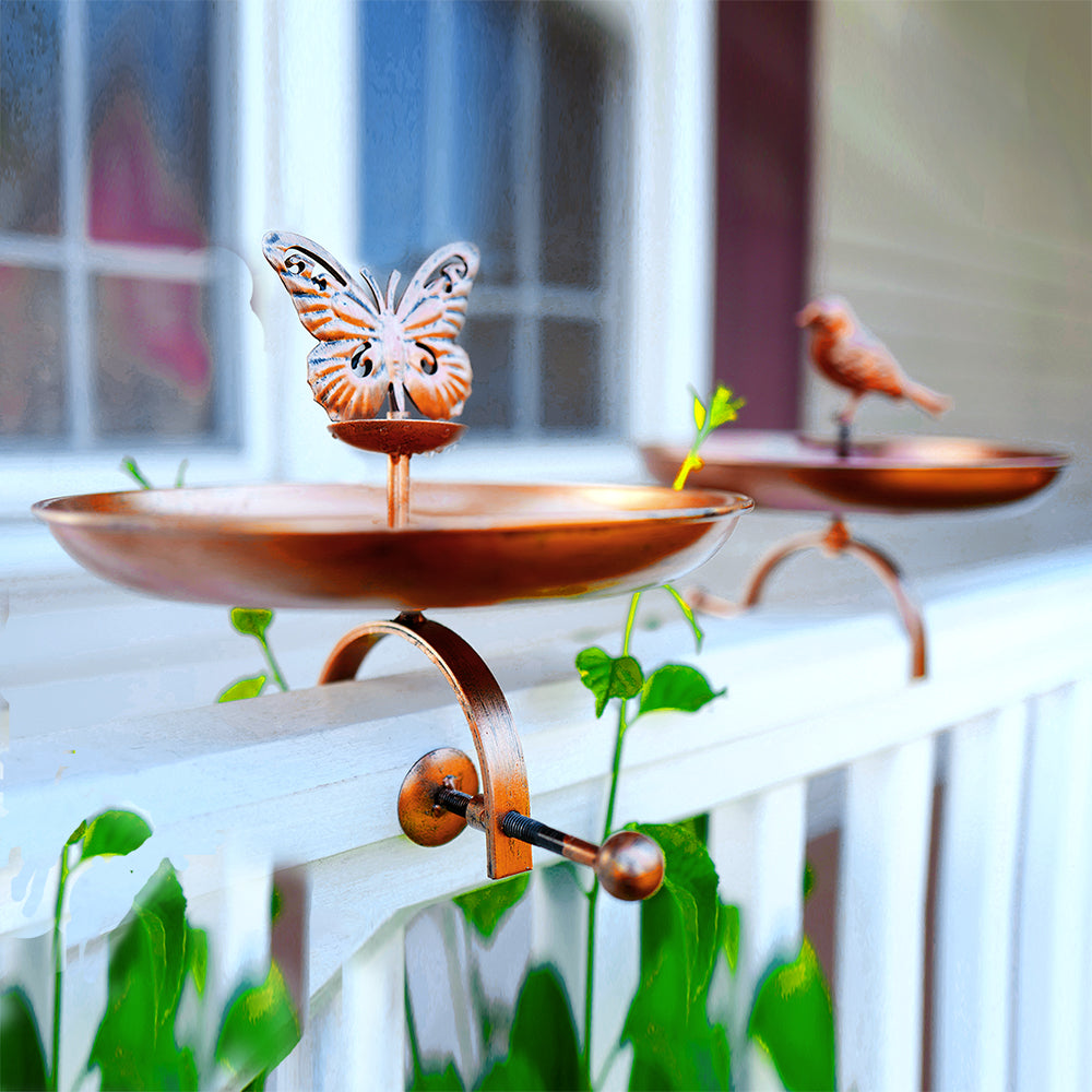 Bird Bath and Butterfly Oasis – Pollinator Fountain with Stake & Railing Mount – Great Gift for Bird Watchers & Gardeners