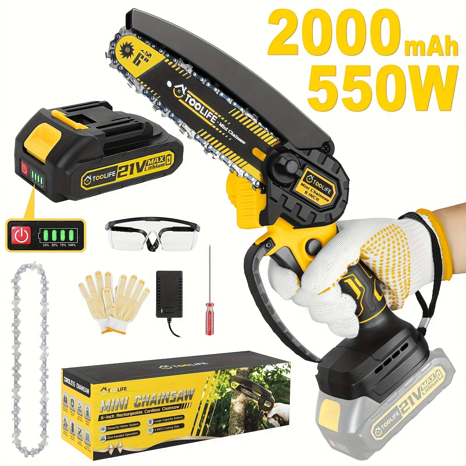 Chainsaw Cordless 6/12 Inch Handheld