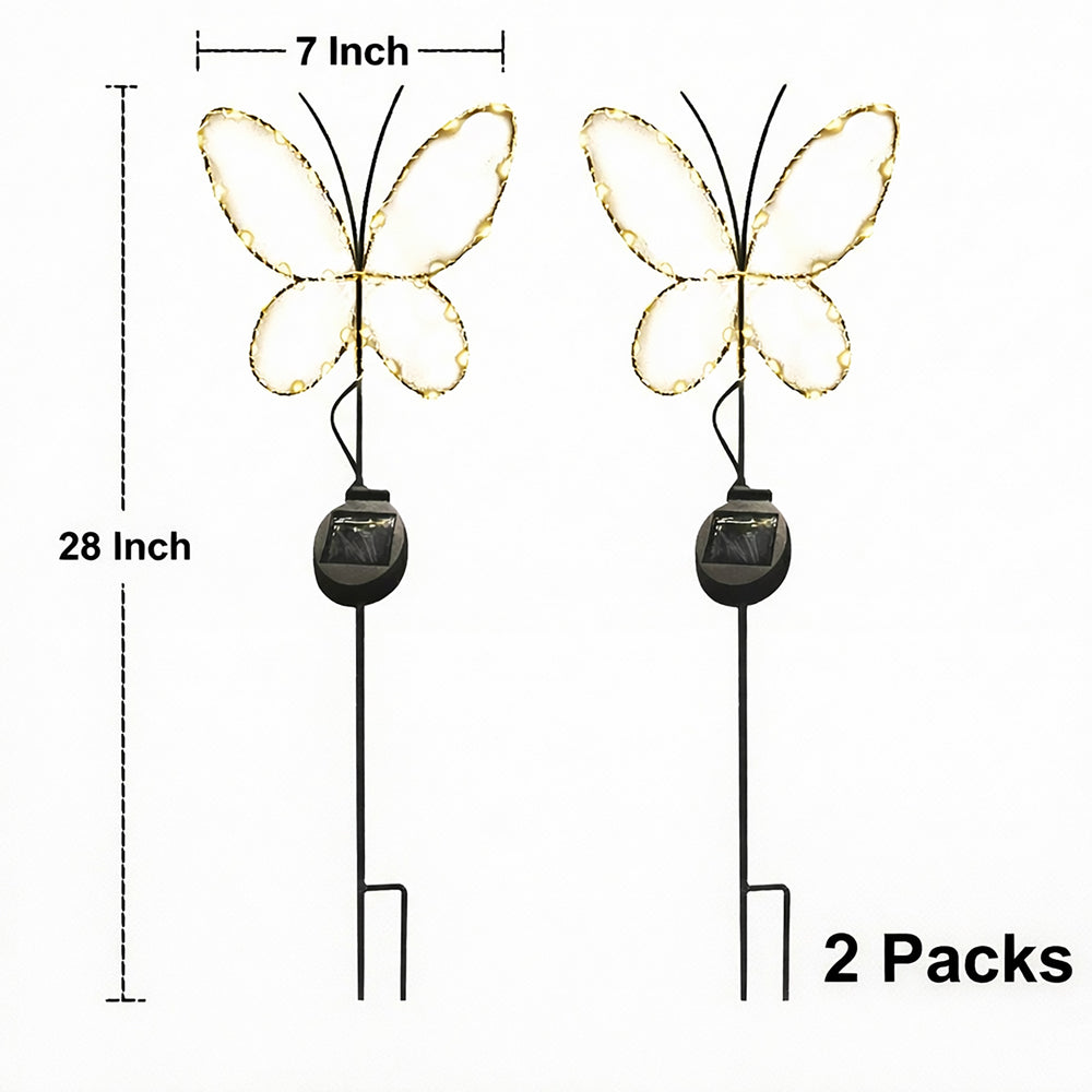 SunStake 🦋Butterfly-Shaped Metal Frame Solar LED Garden Lights (Set of 2)