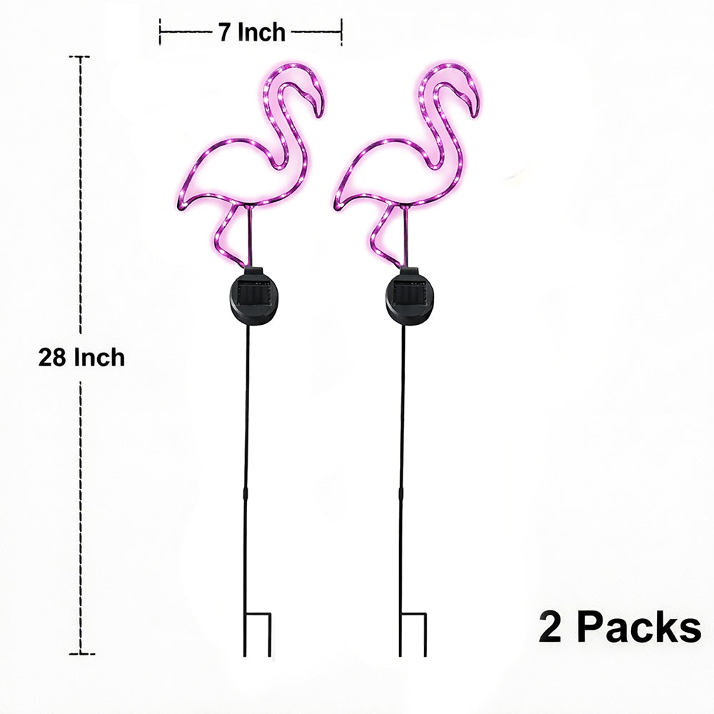 SunStake 🦩Flamingo-Shaped Metal Frame Solar LED Garden Lights (Set of 2)
