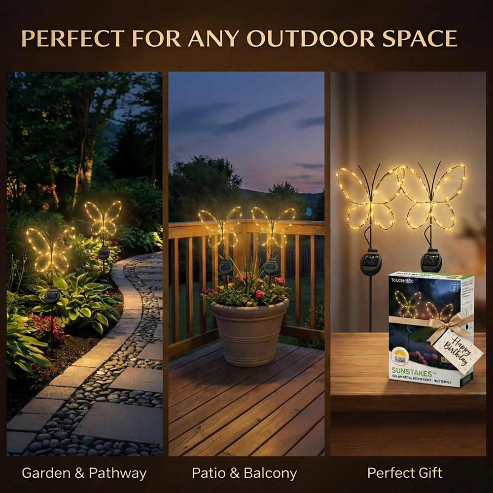 SunStake 🦋Butterfly-Shaped Metal Frame Solar LED Garden Lights (Set of 2)