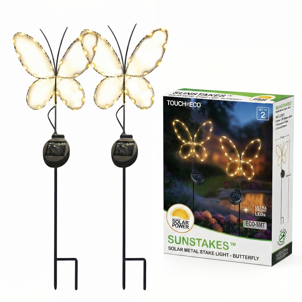 SunStake 🦋Butterfly-Shaped Metal Frame Solar LED Garden Lights (Set of 2)