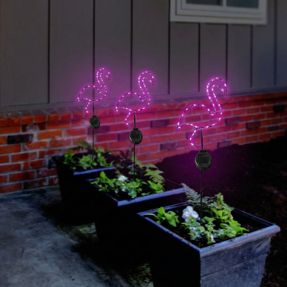 SunStake 🦩Flamingo-Shaped Metal Frame Solar LED Garden Lights (Set of 2)