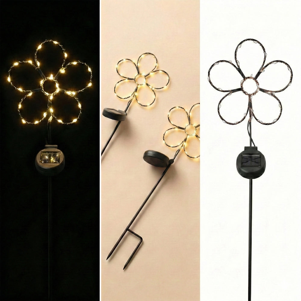 SunStake 🌸Flower-Shaped Metal Frame Solar LED Garden Lights (Set of 2)