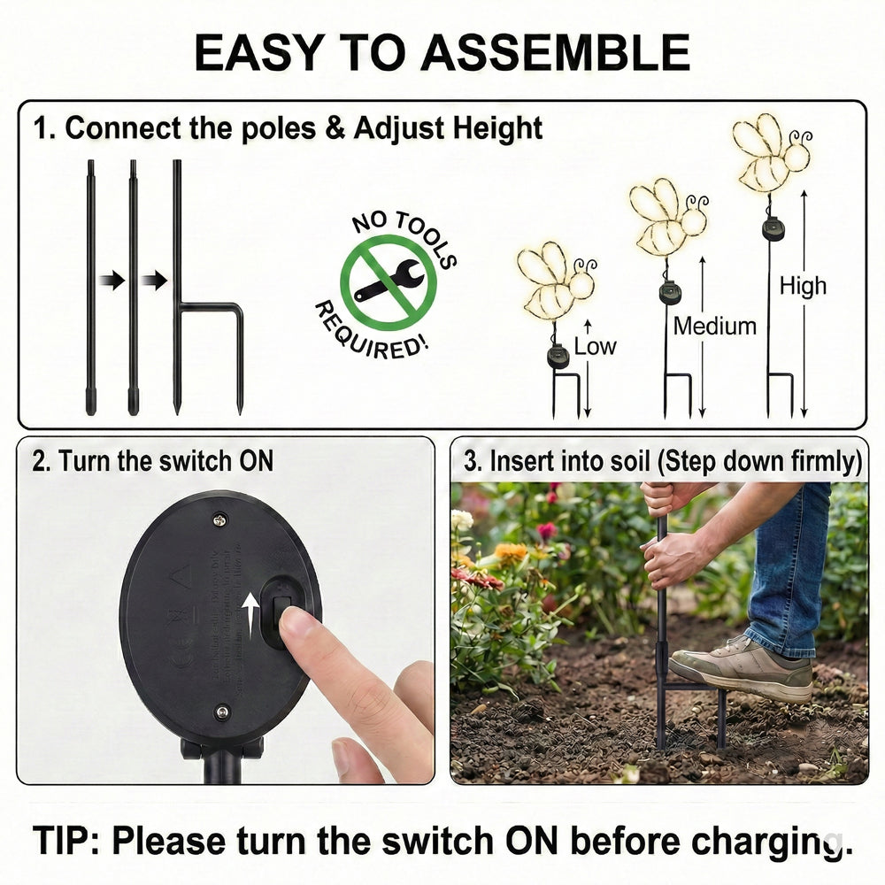 SunStake 🐝Bee-Shaped Metal Frame Solar LED Garden Lights (Set of 2)