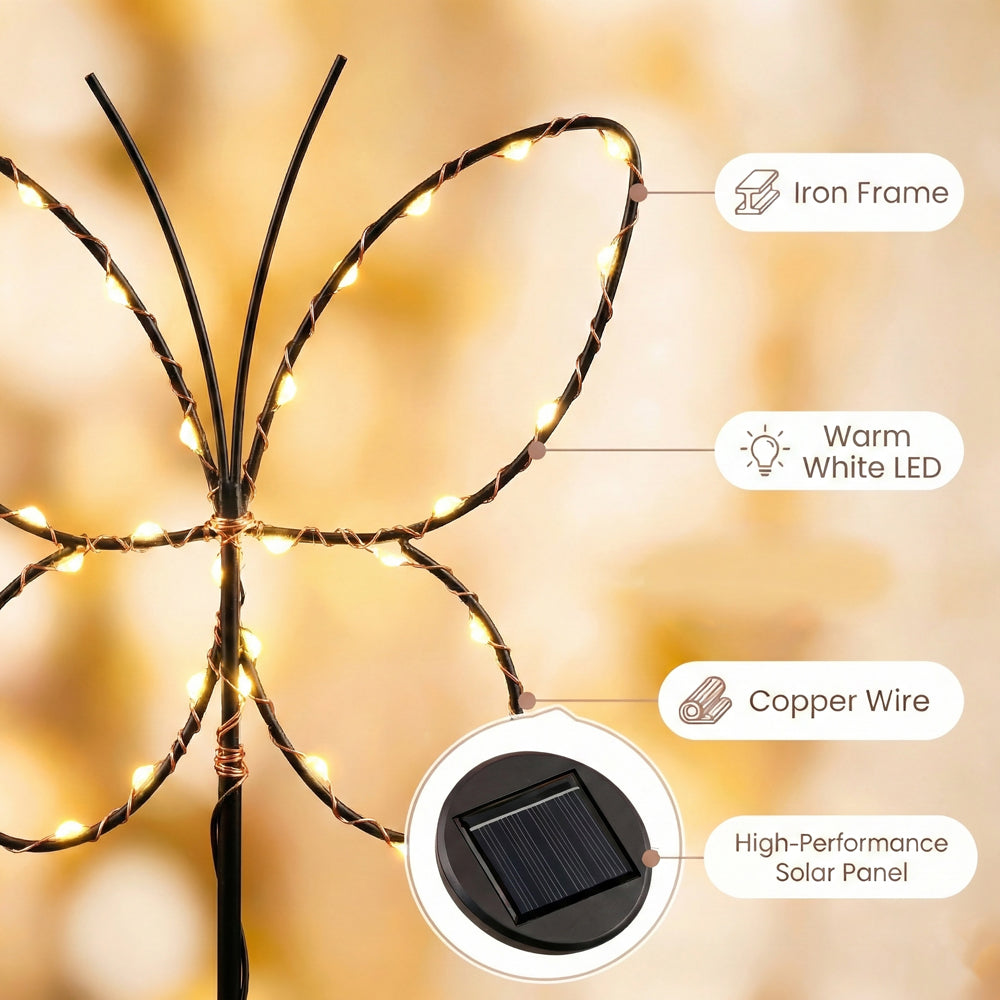SunStake 🦋Butterfly-Shaped Metal Frame Solar LED Garden Lights (Set of 2)