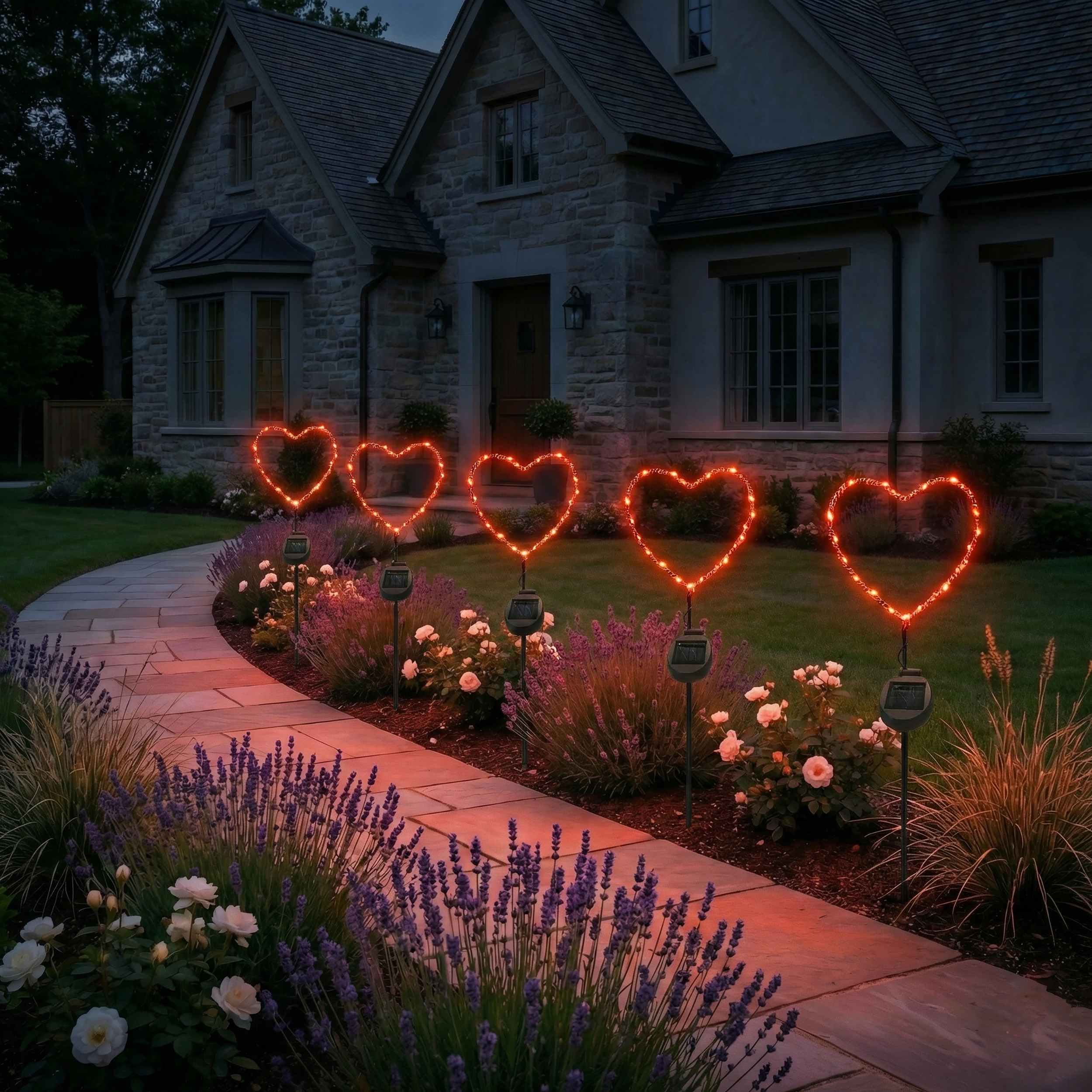 SunStake ❤️ Heart-Shaped Metal Frame Solar LED Garden Lights (Set of 2)