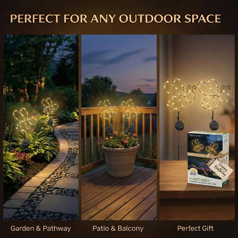 SunStake 🐝Bee-Shaped Metal Frame Solar LED Garden Lights (Set of 2)