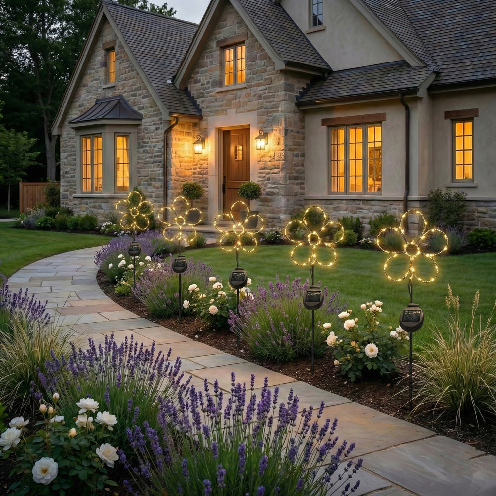 SunStake 🌸Flower-Shaped Metal Frame Solar LED Garden Lights (Set of 2)