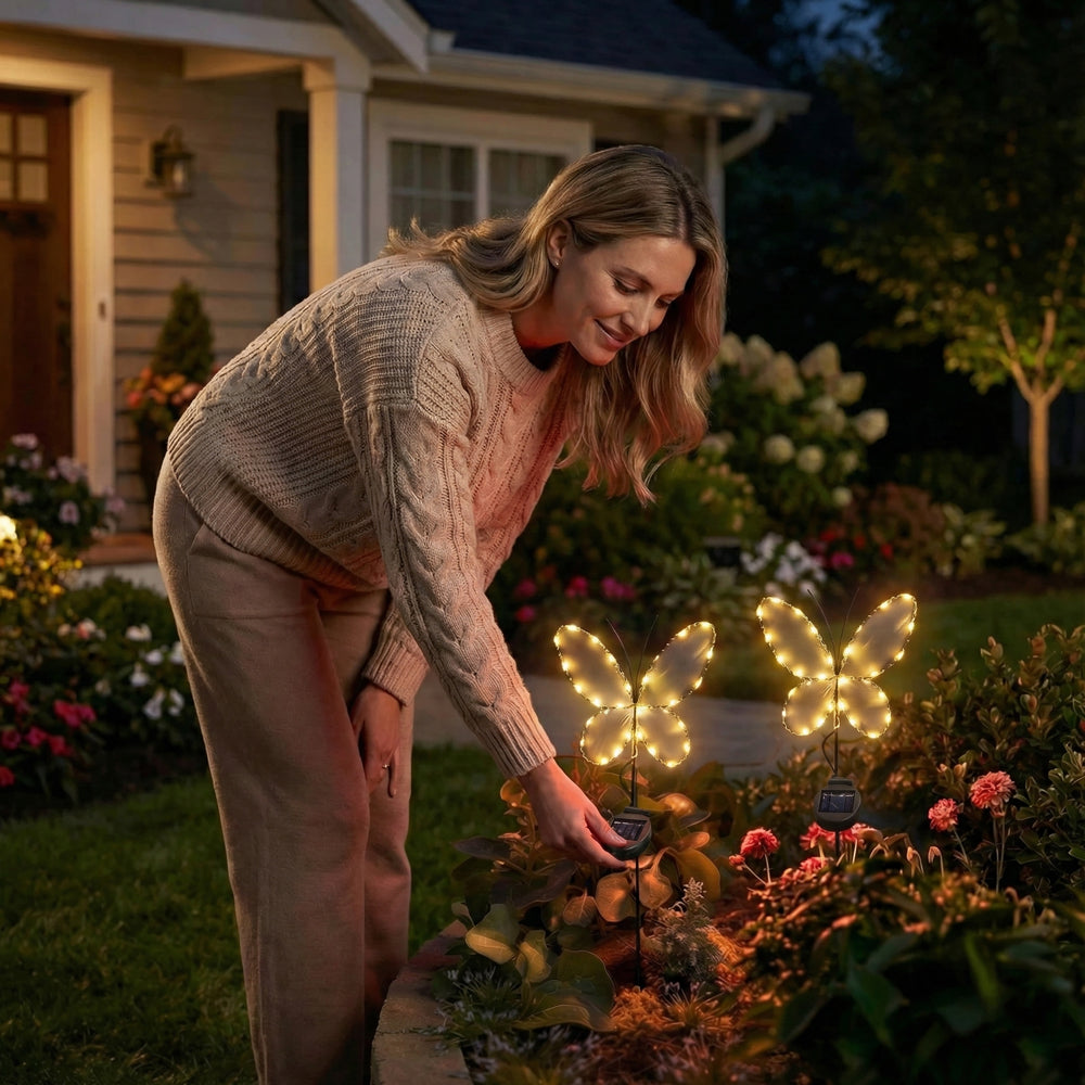 SunStake 🦋Butterfly-Shaped Metal Frame Solar LED Garden Lights (Set of 2)