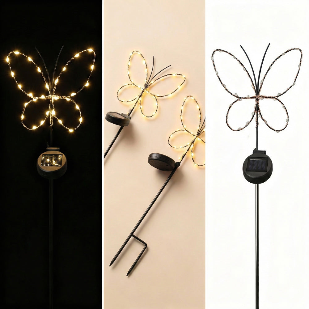 SunStake 🦋Butterfly-Shaped Metal Frame Solar LED Garden Lights (Set of 2)
