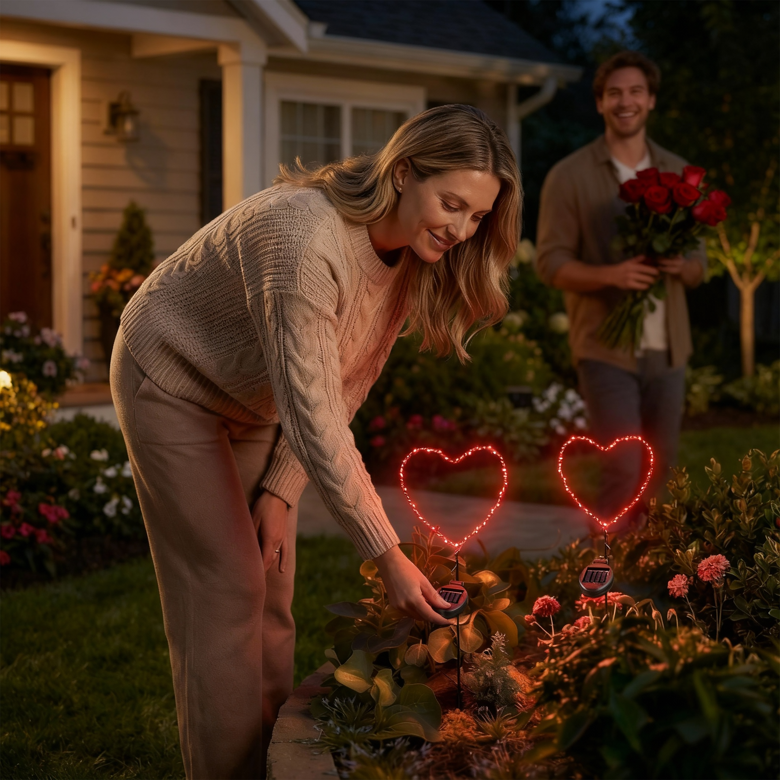 SunStake ❤️ Heart-Shaped Metal Frame Solar LED Garden Lights (Set of 2)