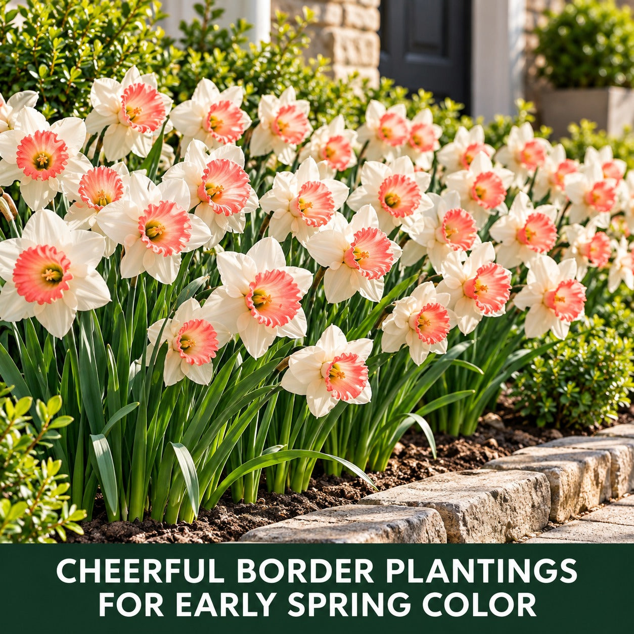 Pink Daffodil Flower Bulbs – Large-Cup Pink Charm Daffodils – Spring Blooming Perennial