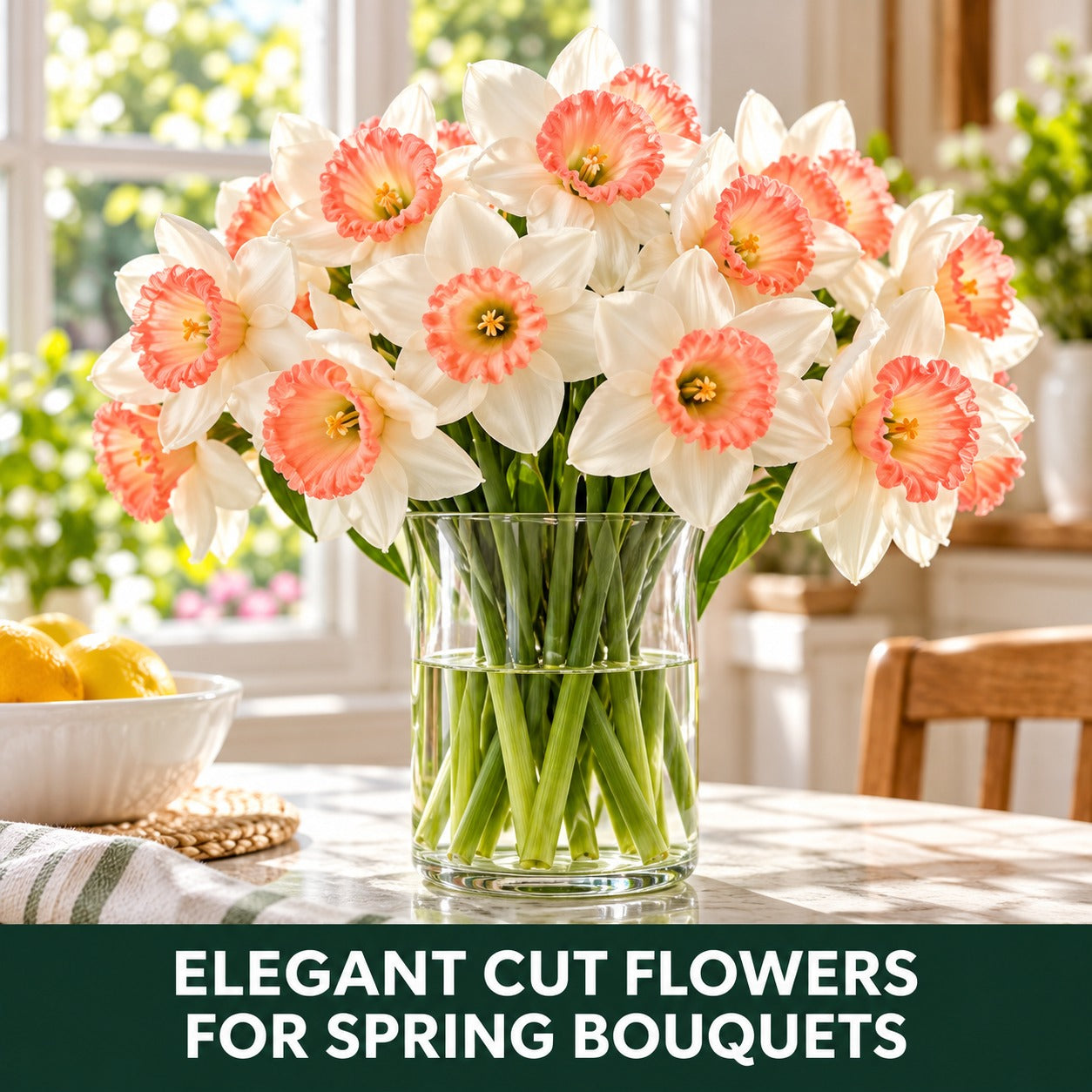 Pink Daffodil Flower Bulbs – Large-Cup Pink Charm Daffodils – Spring Blooming Perennial