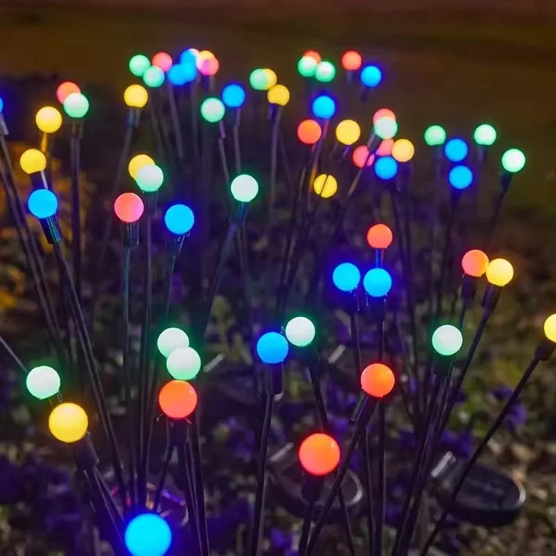 New Upgraded Solar Powered LED Firefly Garden Lights Outdoor Waterproof Wind-Driven Swaying Lawn Lamp Ground Plug for Yard Patio