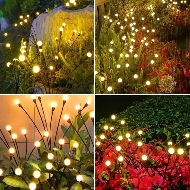 New Upgraded Solar Powered LED Firefly Garden Lights Outdoor Waterproof Wind-Driven Swaying Lawn Lamp Ground Plug for Yard Patio
