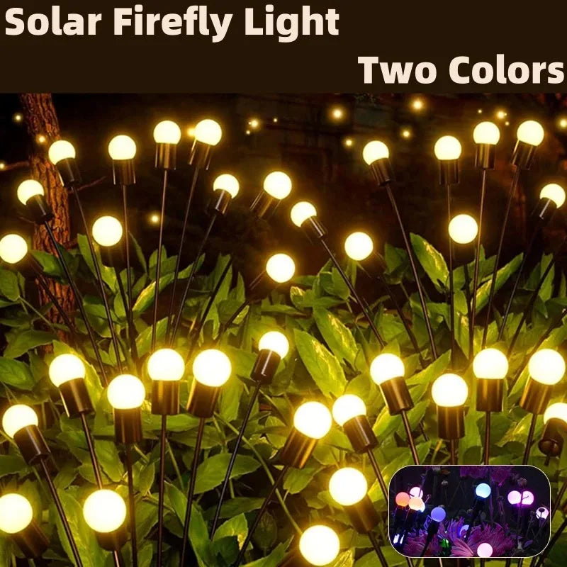 New Upgraded Solar Powered LED Firefly Garden Lights Outdoor Waterproof Wind-Driven Swaying Lawn Lamp Ground Plug for Yard Patio