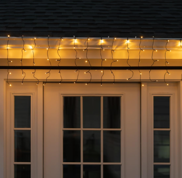 DROPLITE 100 Solar LED Curtain String Lights, Cool White