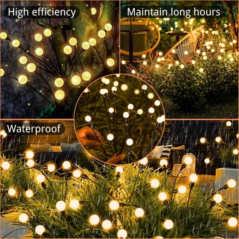 New Upgraded Solar Powered LED Firefly Garden Lights Outdoor Waterproof Wind-Driven Swaying Lawn Lamp Ground Plug for Yard Patio