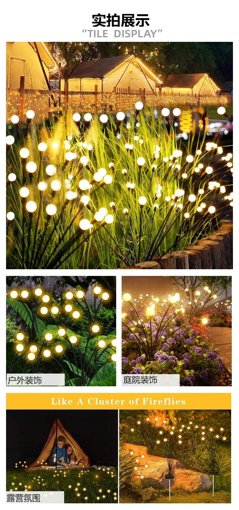 New Upgraded Solar Powered LED Firefly Garden Lights Outdoor Waterproof Wind-Driven Swaying Lawn Lamp Ground Plug for Yard Patio