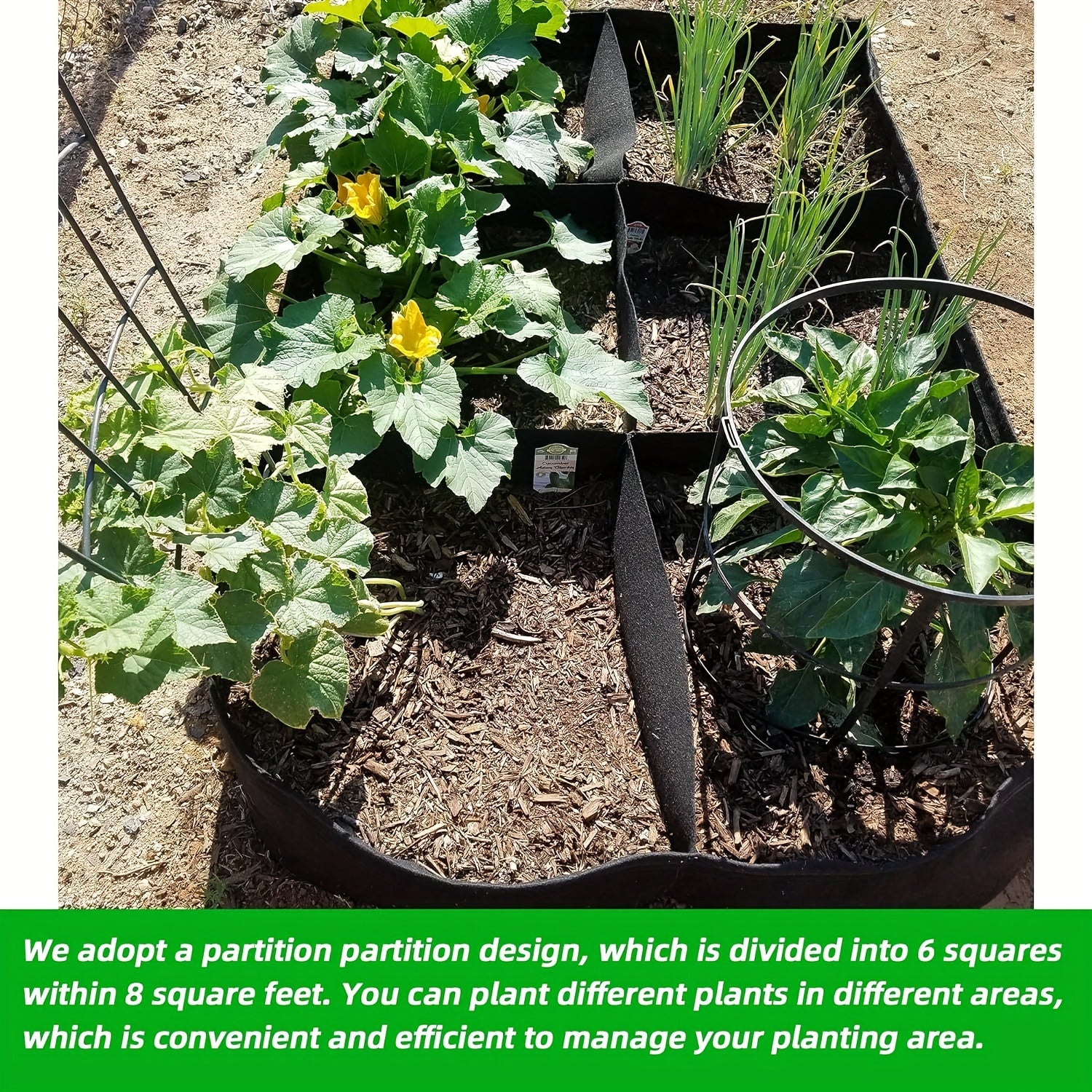 128 Gallon 6 Grids Plant Grow Bags, 48x24x12inch