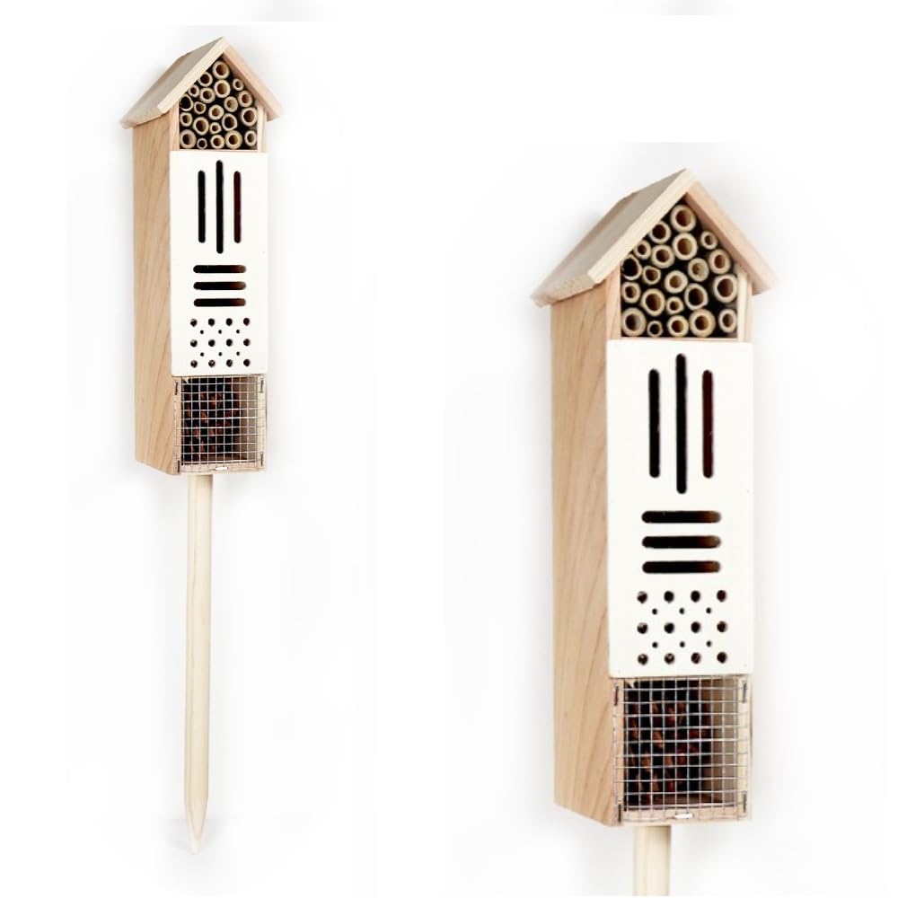 Pollination Castle - Large Wooden Insect House, Hotel for Bugs, Safe Haven for Bees, Butterflies, Ladybugs, Natural Beneficial Insect Habitat for Garden and Yard