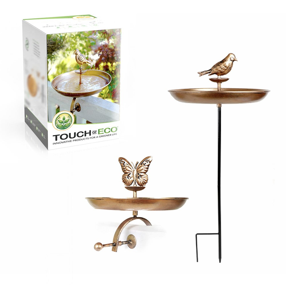 Bird Bath and Butterfly Oasis – Pollinator Fountain with Stake & Railing Mount – Great Gift for Bird Watchers & Gardeners