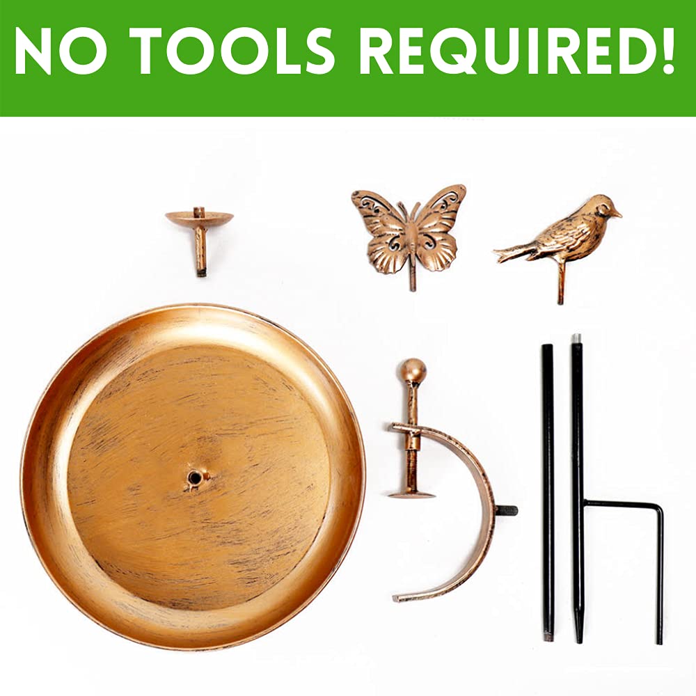 Bird Bath and Butterfly Oasis Pollinator Fountain Stake & Railing Mount Perfect for Flowers, Wildlife, Gardening and Bird Watching Great Gift