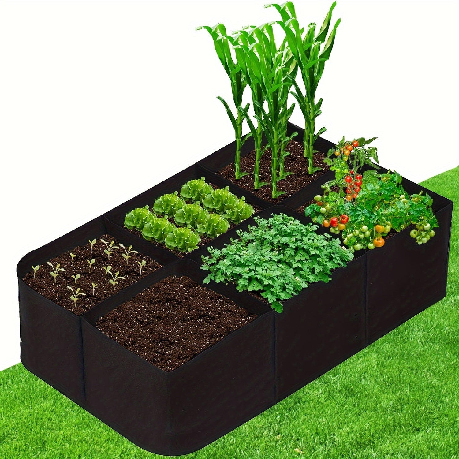 128 Gallon 6 Grids Plant Grow Bags, 48x24x12inch