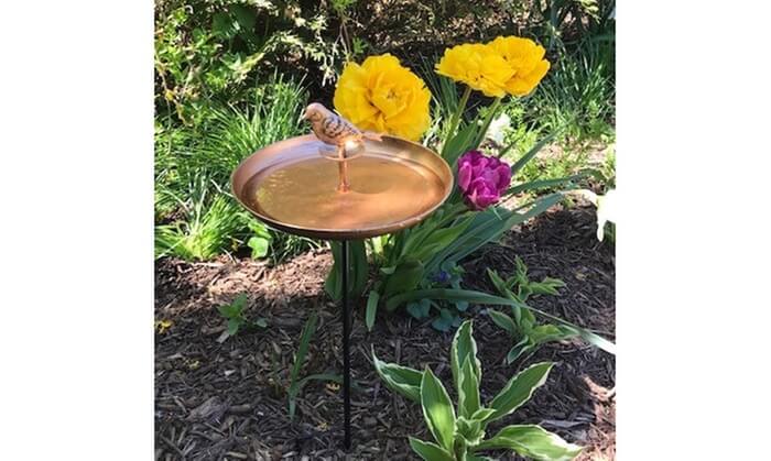 Bird Bath and Butterfly Oasis – Pollinator Fountain with Stake & Railing Mount – Great Gift for Bird Watchers & Gardeners