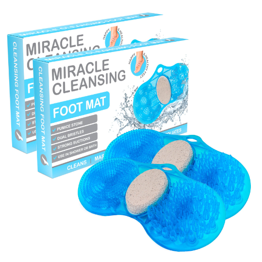Dual Cleansing Foot Scrub & Pumice Stone Shower Mat – Easily Exfoliate, Cleanse & Massage Feet Without Bending