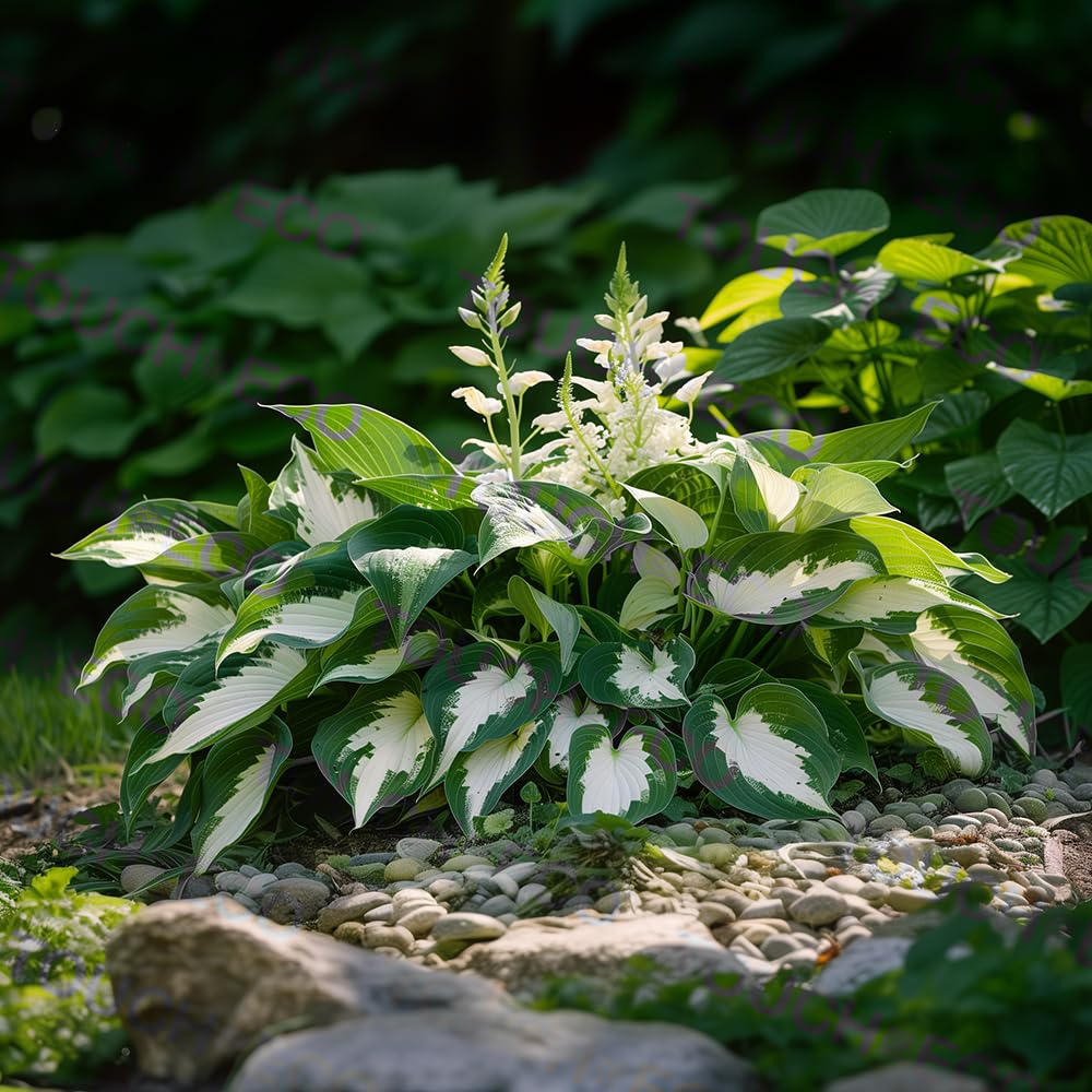 3 Pack Fire & Ice Hosta Bare Root Plants - for Borders, Gardens, or Container plantings. Hard to Find & The Talk of The Neighborhood, Dark Green Edges Transition to Pure White Centers.
