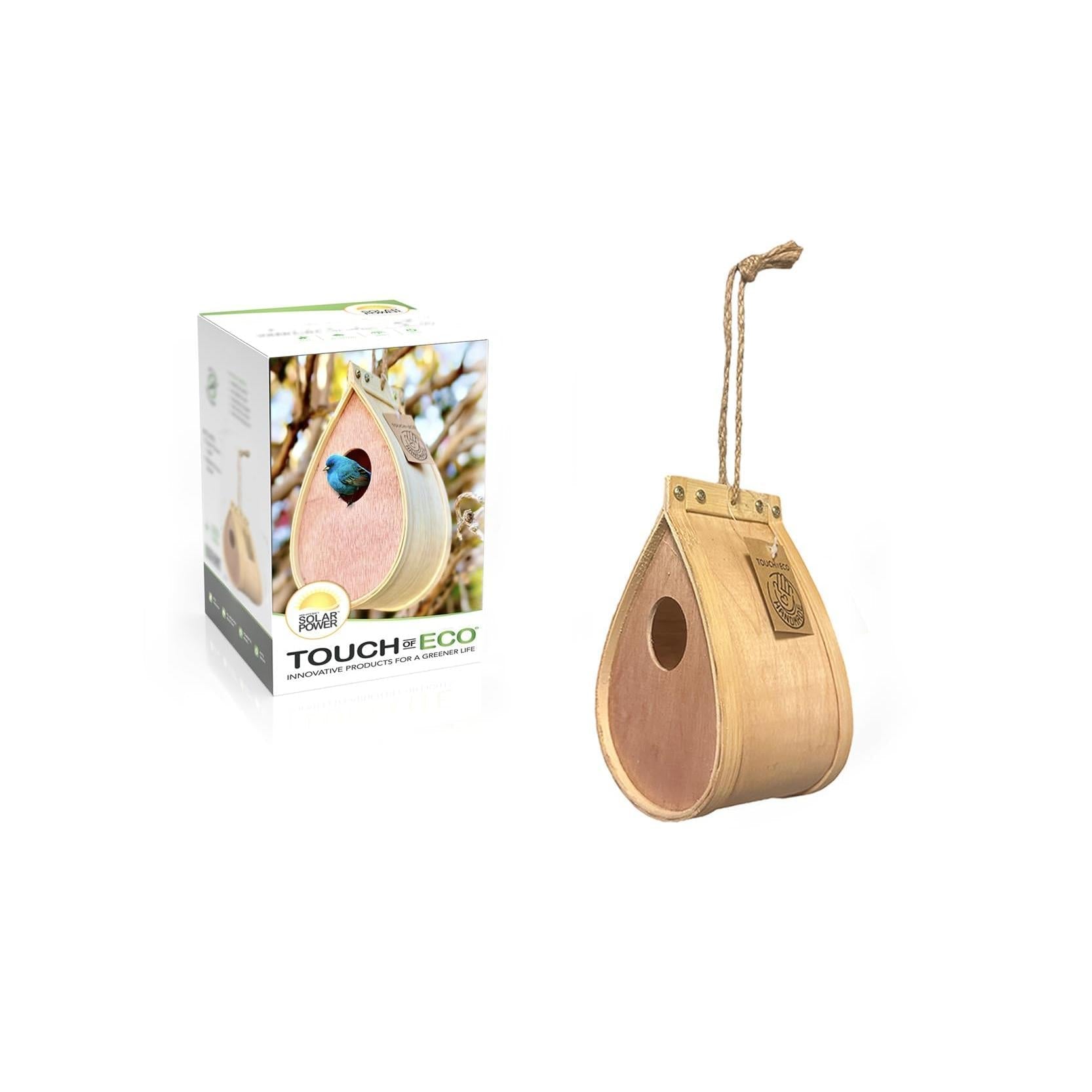 Pollinating Palace Wooden Bird House – Natural Hanging Birdhouse for Garden & Yard