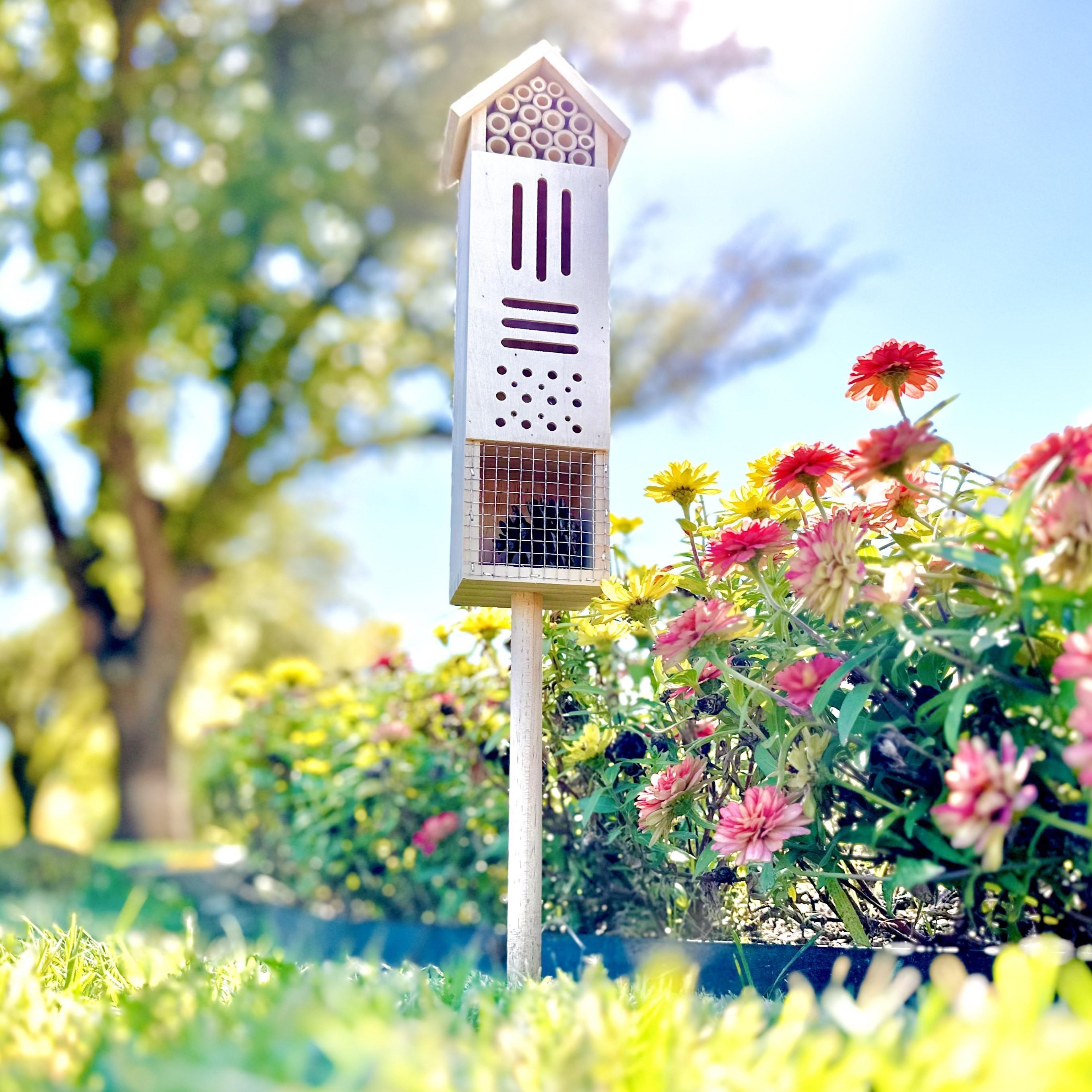 Pollination Castle - Large Wooden Insect House, Hotel for Bugs, Safe Haven for Bees, Butterflies, Ladybugs, Natural Beneficial Insect Habitat for Garden and Yard